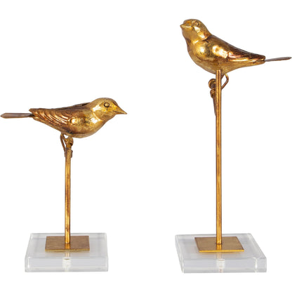 Passerines Bird Sculptures (Set of 2) by Uttermost. Made from polyresin, iron, crystal in a cottage & farmhouse style.