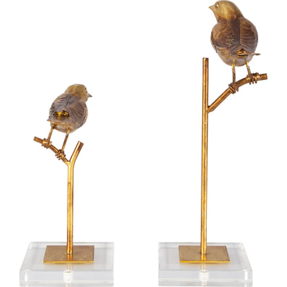 Passerines Bird Sculptures (Set of 2) by Uttermost. Made from polyresin, iron, crystal in a cottage & farmhouse style.