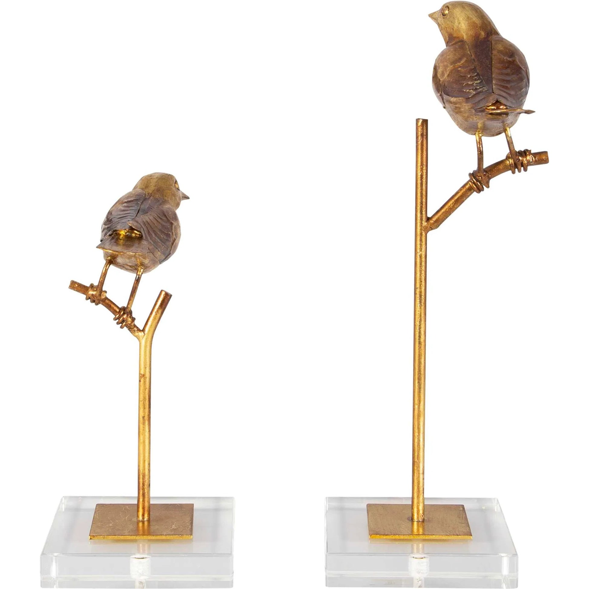 Passerines Bird Sculptures (Set of 2) by Uttermost. Made from polyresin, iron, crystal in a cottage & farmhouse style.