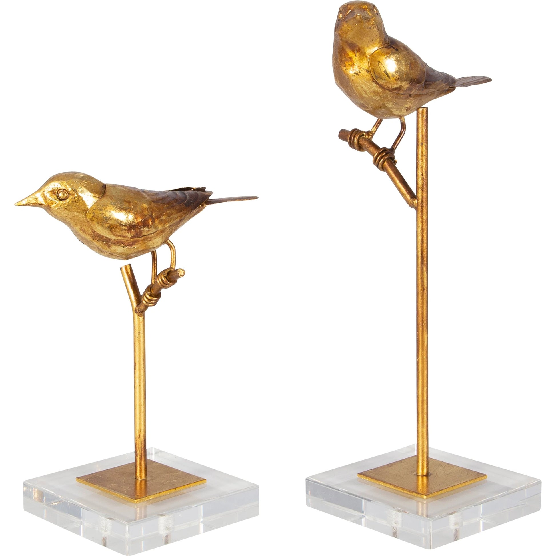 Passerines Bird Sculptures (Set of 2) by Uttermost. Made from polyresin, iron, crystal in a cottage & farmhouse style.