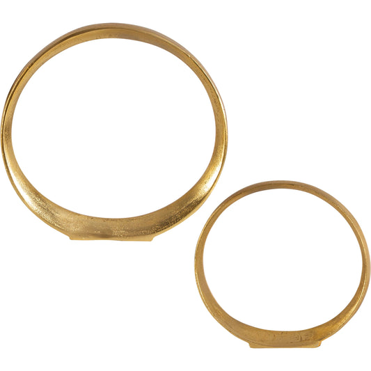 Jimena Ring Sculptures by Uttermost in gold. Made from aluminum in a eclectic & global style.