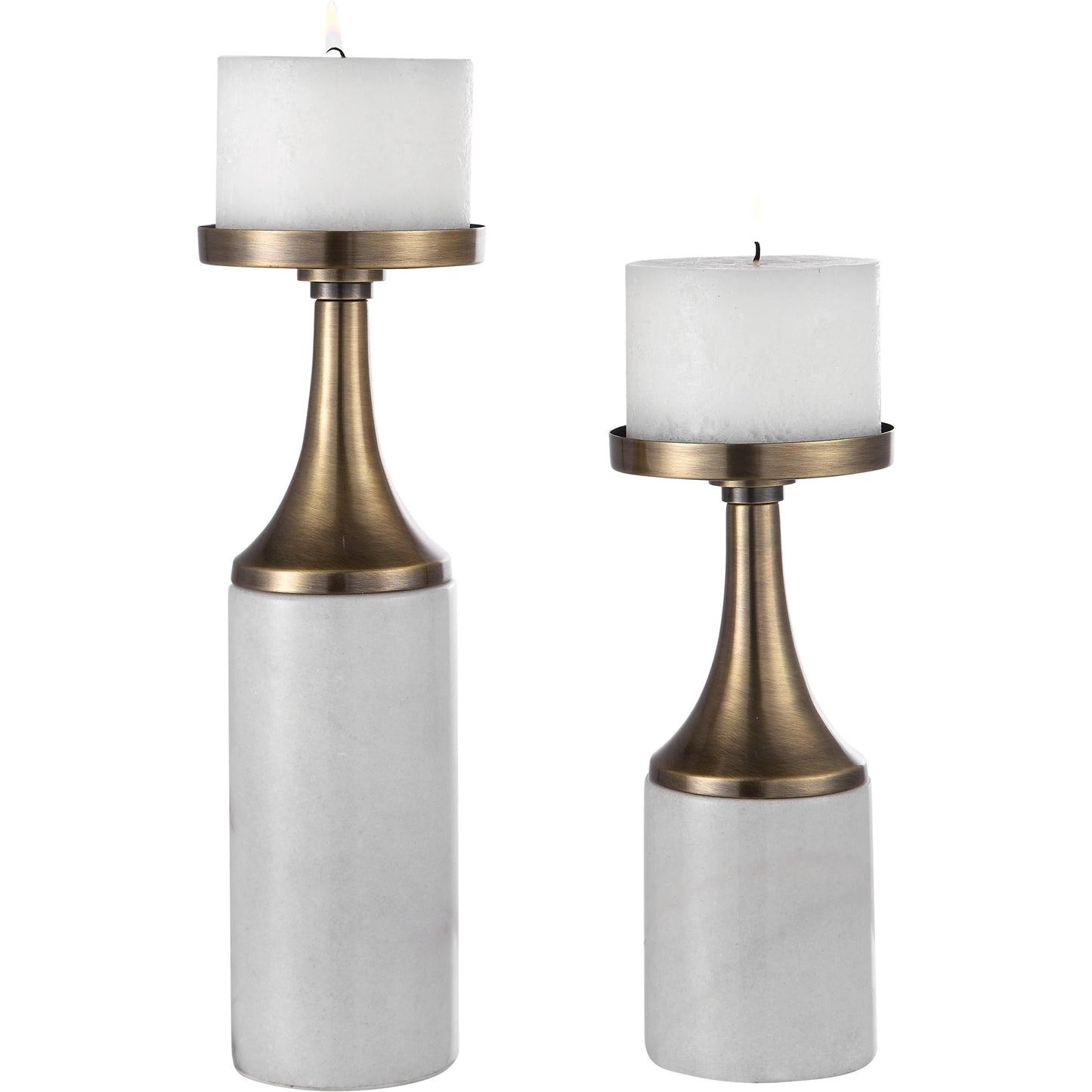 012 SR-388943 | Primary Silo | Castiel Candleholders by Uttermost in marble. Made from steel, marble in a transitional style.
