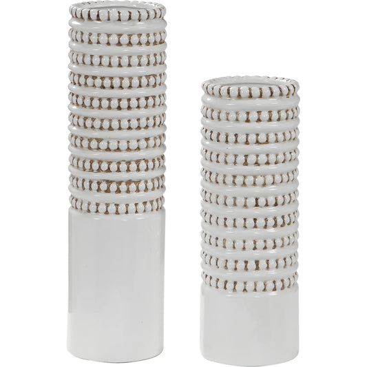 Angelou Vases by Uttermost in white. Made from ceramic in a eclectic & global style.