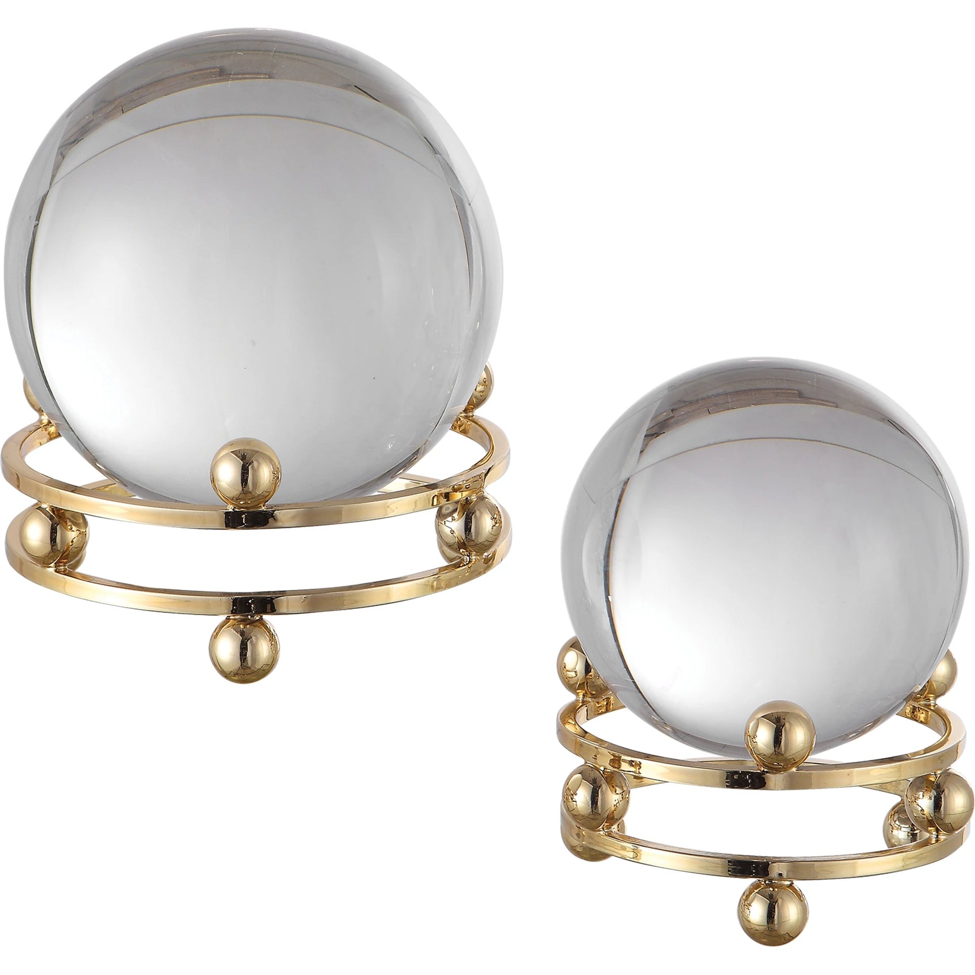 Alega Spheres by Uttermost in polished gold. Made from crystal, steel in a transitional style.