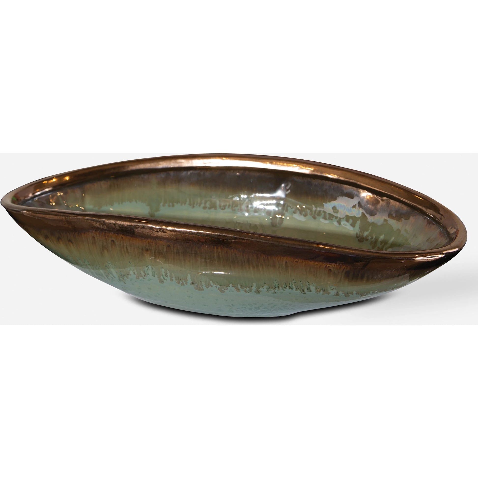 Iroquois Glaze Bowl by Uttermost in green. Made from earthenware in a eclectic & global style.