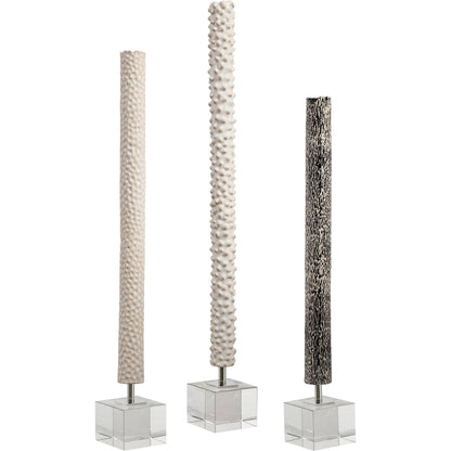 Makira Cylindrical Sculptures by Uttermost. Made from ceramic, crystal, iron in a eclectic & global style.