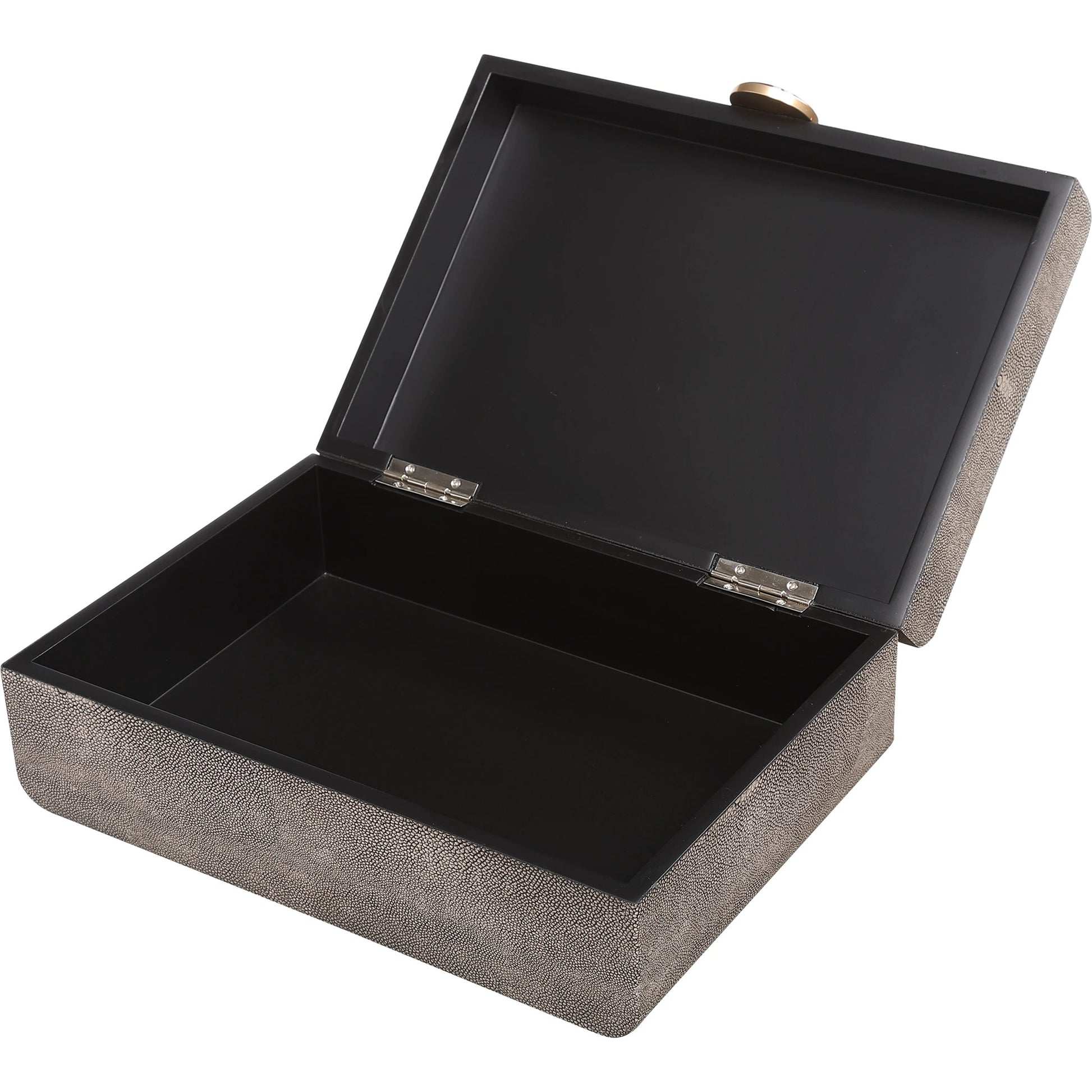 Lalique Box by Uttermost in multi and smoke gray. Made from mdf 85%, pu fabric 10%, other 5% in a eclectic & global style.