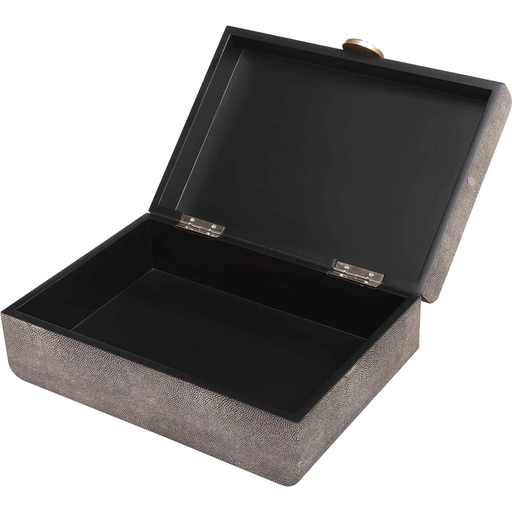 Lalique Box by Uttermost in multi and smoke gray. Made from mdf 85%, pu fabric 10%, other 5% in a eclectic & global style.