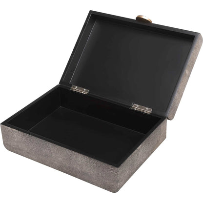 Lalique Box by Uttermost in multi and smoke gray. Made from mdf 85%, pu fabric 10%, other 5% in a eclectic & global style.