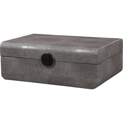 Lalique Box by Uttermost in multi and smoke gray. Made from mdf 85%, pu fabric 10%, other 5% in a eclectic & global style.