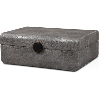 Lalique Box by Uttermost in multi and smoke gray. Made from mdf 85%, pu fabric 10%, other 5% in a eclectic & global style.