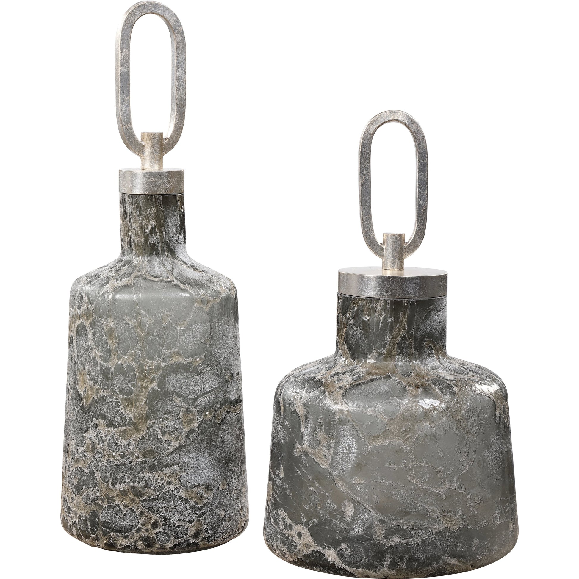 Storm Art Glass Bottles by Uttermost in multi. Made from iron, glass in a eclectic & global style.