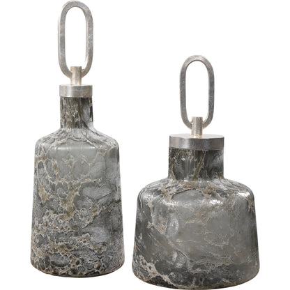 Storm Art Glass Bottles by Uttermost in multi. Made from iron, glass in a eclectic & global style.