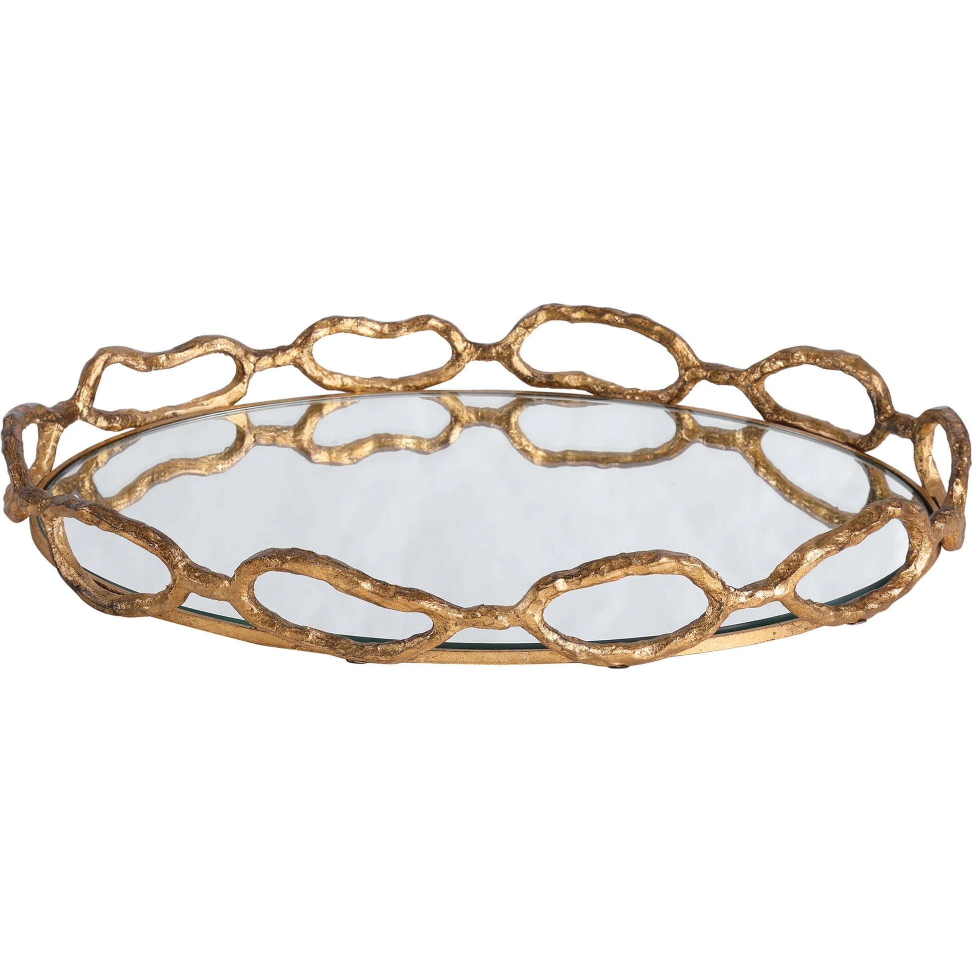 Cable Chain Tray by Uttermost in mirrored. Made from cast iron, clear mirror in a eclectic & global style.