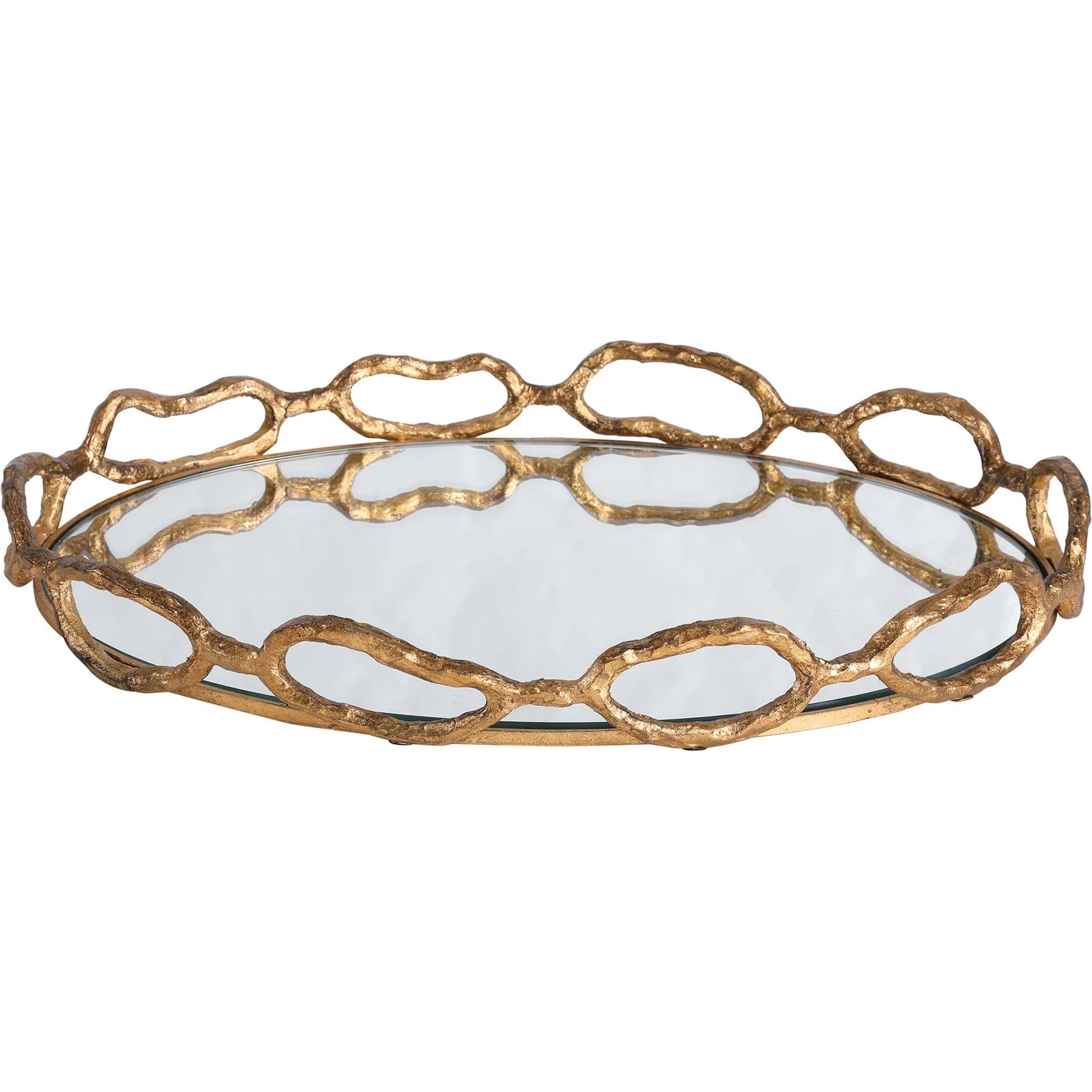Cable Chain Tray by Uttermost in mirrored. Made from cast iron, clear mirror in a eclectic & global style.