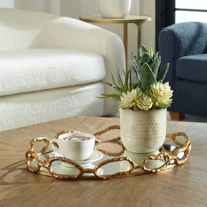 Cable Chain Tray by Uttermost in mirrored. Made from cast iron, clear mirror in a eclectic & global style.