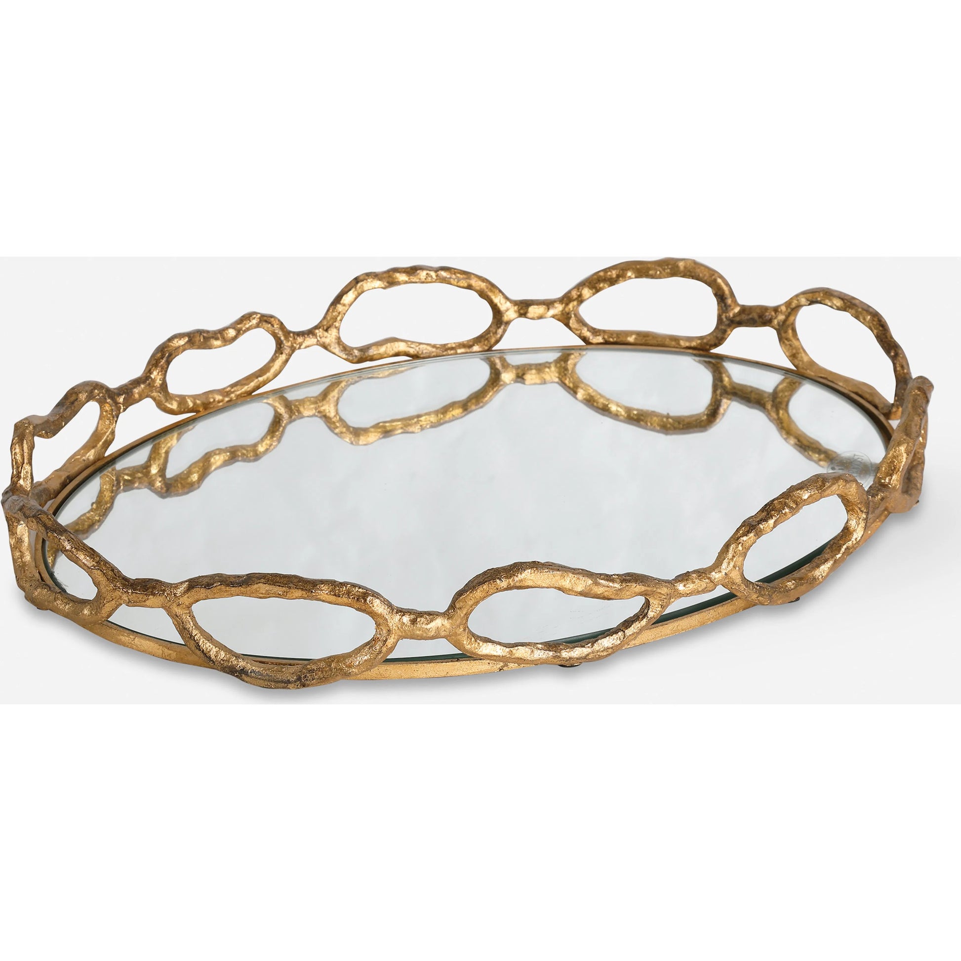 Cable Chain Tray by Uttermost in mirrored. Made from cast iron, clear mirror in a eclectic & global style.