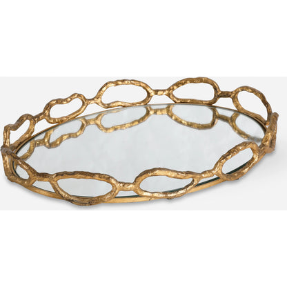 Cable Chain Tray by Uttermost in mirrored. Made from cast iron, clear mirror in a eclectic & global style.