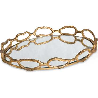 Cable Chain Tray by Uttermost in mirrored. Made from cast iron, clear mirror in a eclectic & global style.