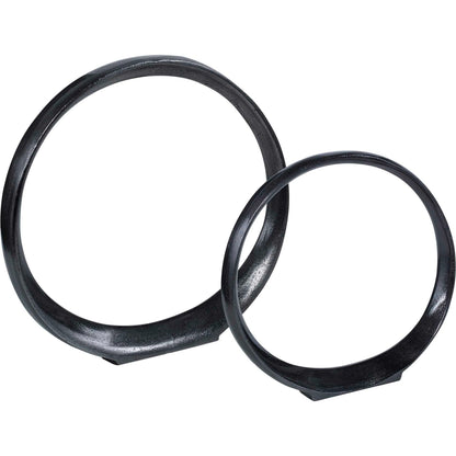 Orbits Ring Sculptures by Uttermost. Made from aluminum in a modern style.