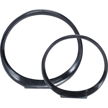 Orbits Ring Sculptures by Uttermost. Made from aluminum in a modern style.