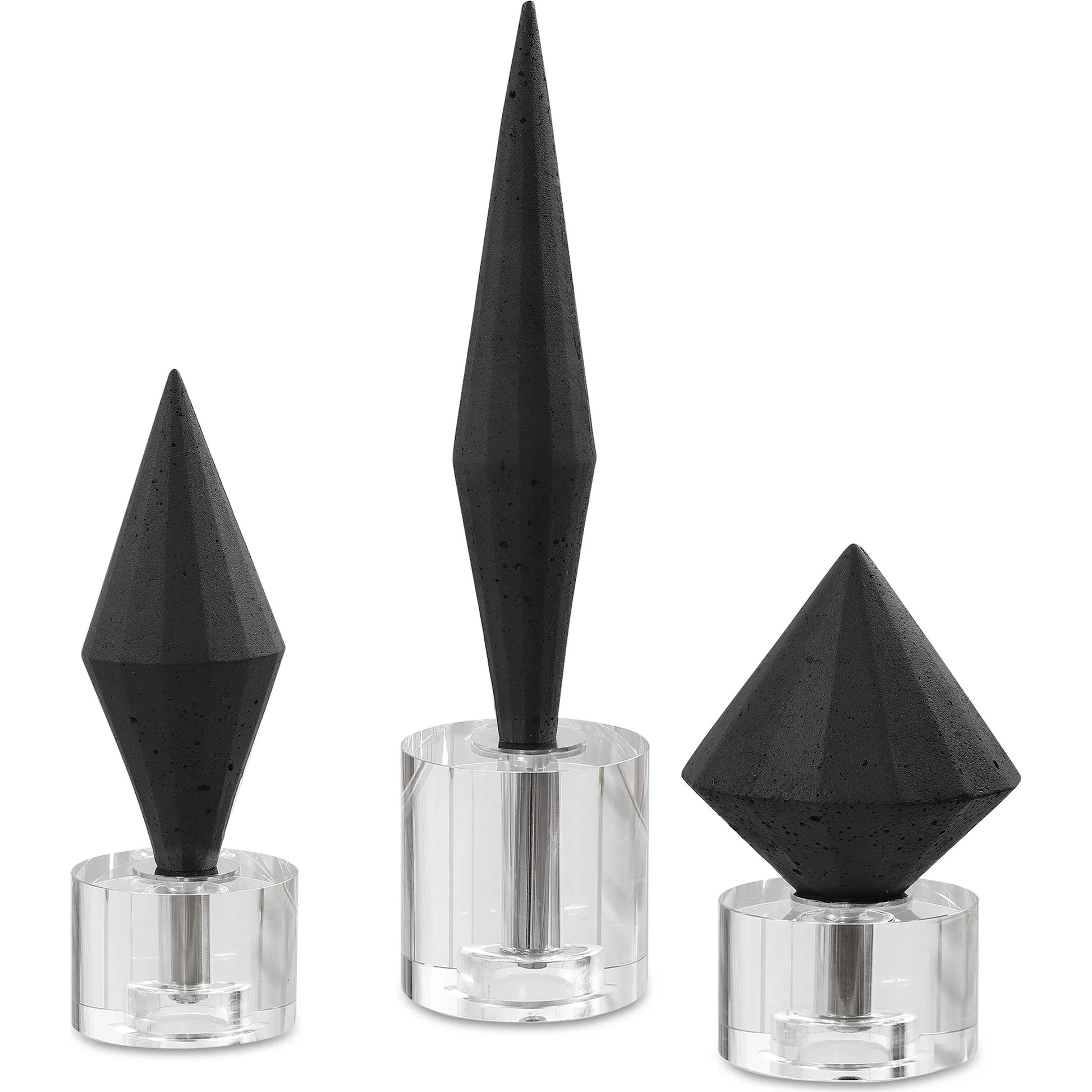 Alize Sculptures by Uttermost in black. Made from black rice stone resin, crystal in a modern style.