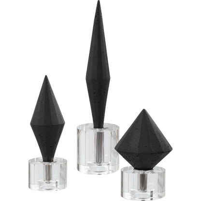 Alize Sculptures by Uttermost in black. Made from black rice stone resin, crystal in a modern style.