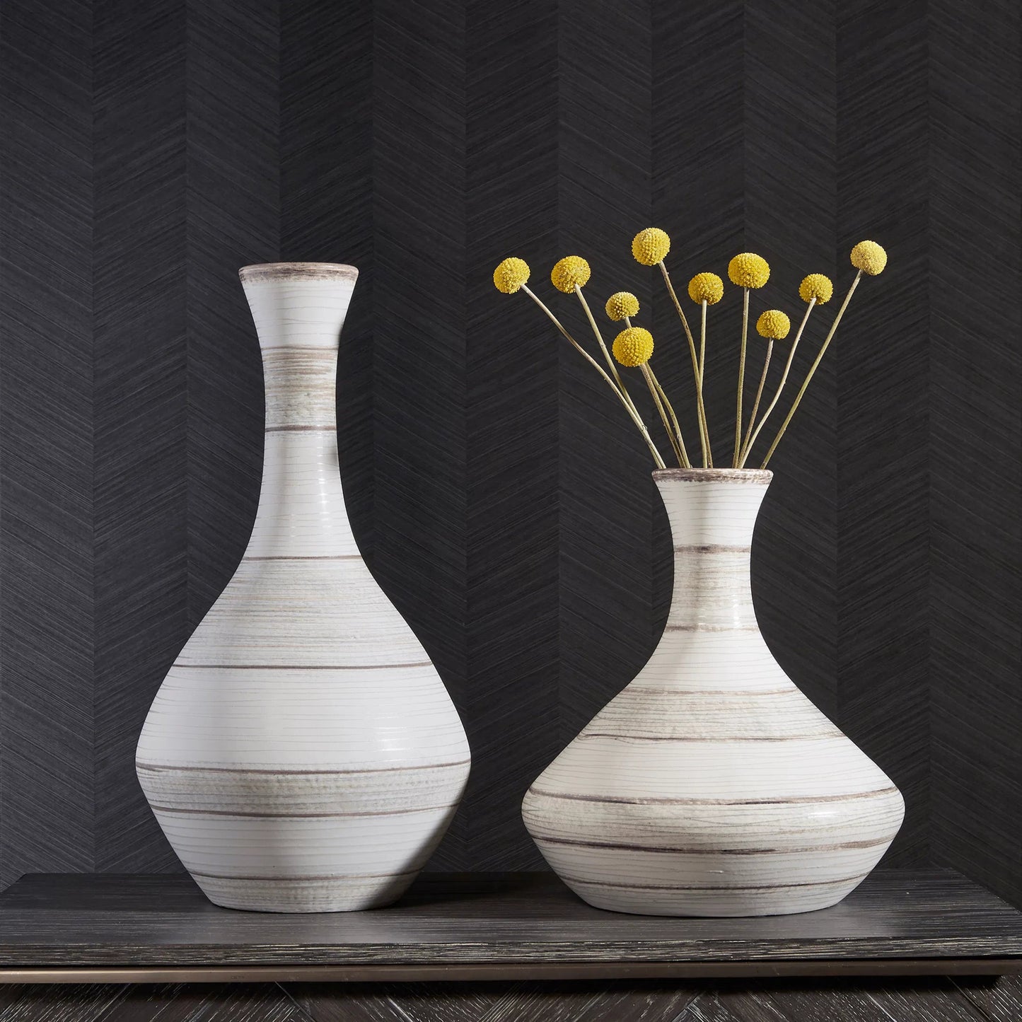 002 SI-1789793 | Lifestyle | Potter Vases by Uttermost in ivory. Made from earthenware in a traditional style.