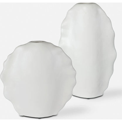 Ruffled Feathers Vases by Uttermost. Made from earthenware in a transitional style.