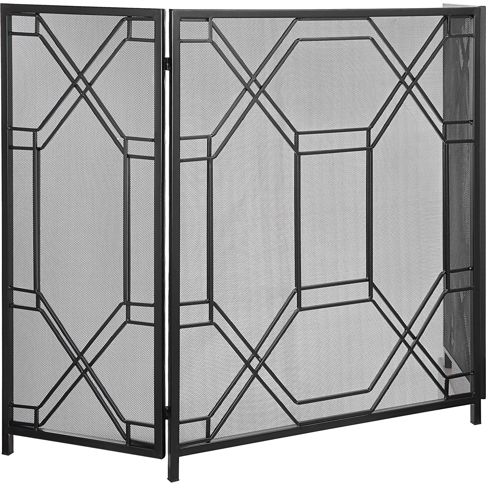Rosen Fireplace Screen by Uttermost in gold. Made from metal in a traditional style.