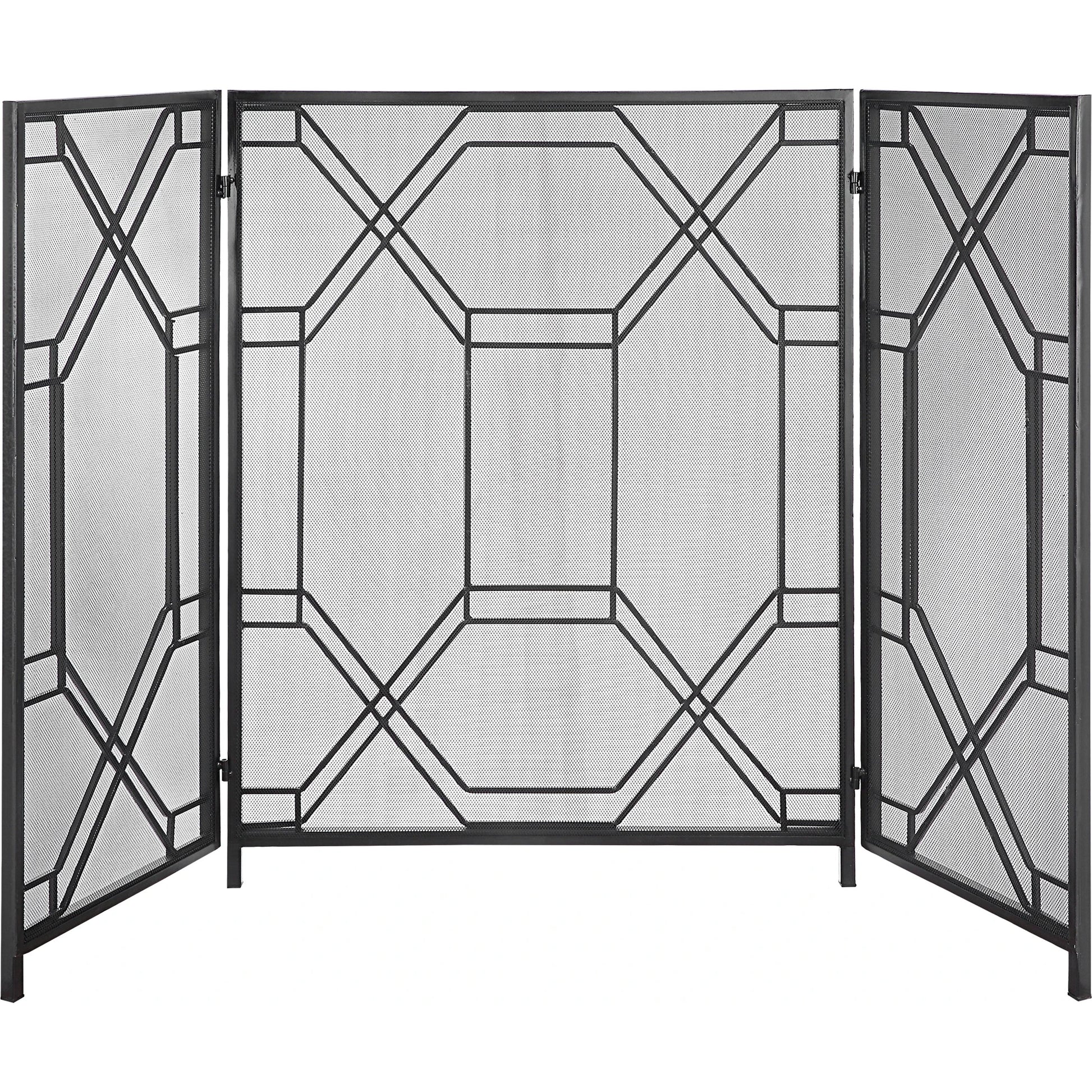 Rosen Fireplace Screen by Uttermost in gold. Made from metal in a traditional style.