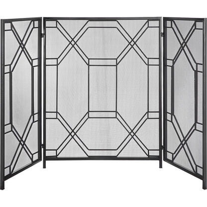 Rosen Fireplace Screen by Uttermost in gold. Made from metal in a traditional style.