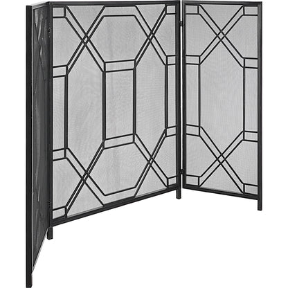 Rosen Fireplace Screen by Uttermost in gold. Made from metal in a traditional style.