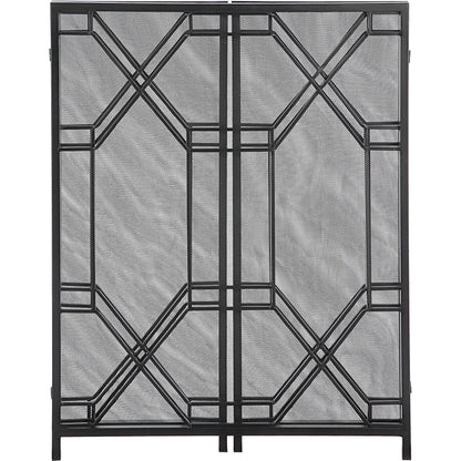 Rosen Fireplace Screen by Uttermost in gold. Made from metal in a traditional style.