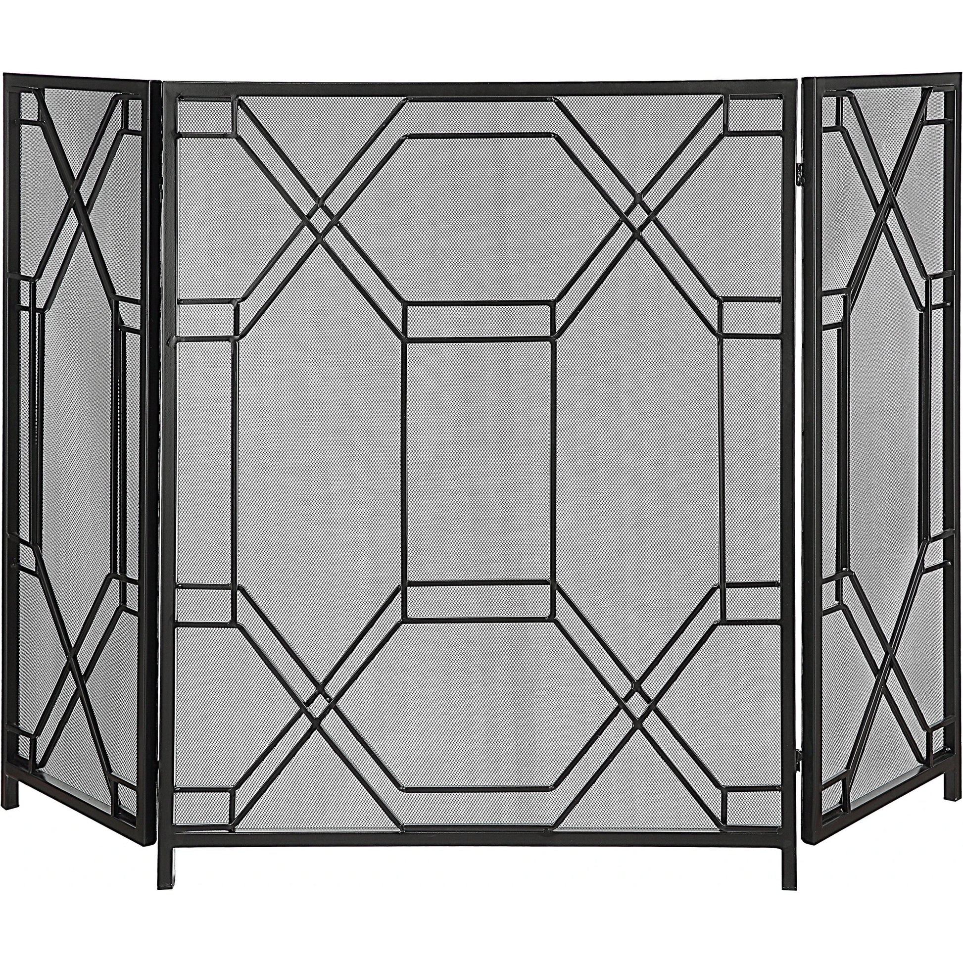 Rosen Fireplace Screen by Uttermost in gold. Made from metal in a traditional style.