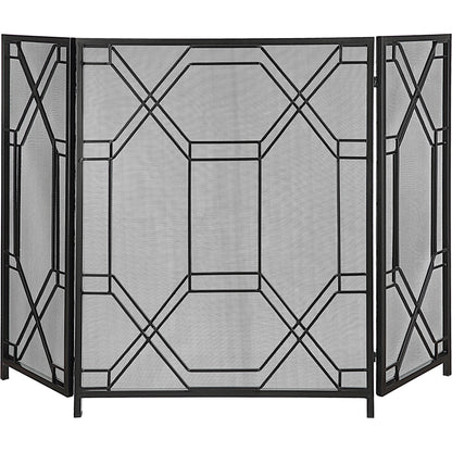 Rosen Fireplace Screen by Uttermost in gold. Made from metal in a traditional style.