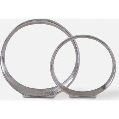 Orbits Ring Sculptures by Uttermost. Made from aluminum in a modern style.
