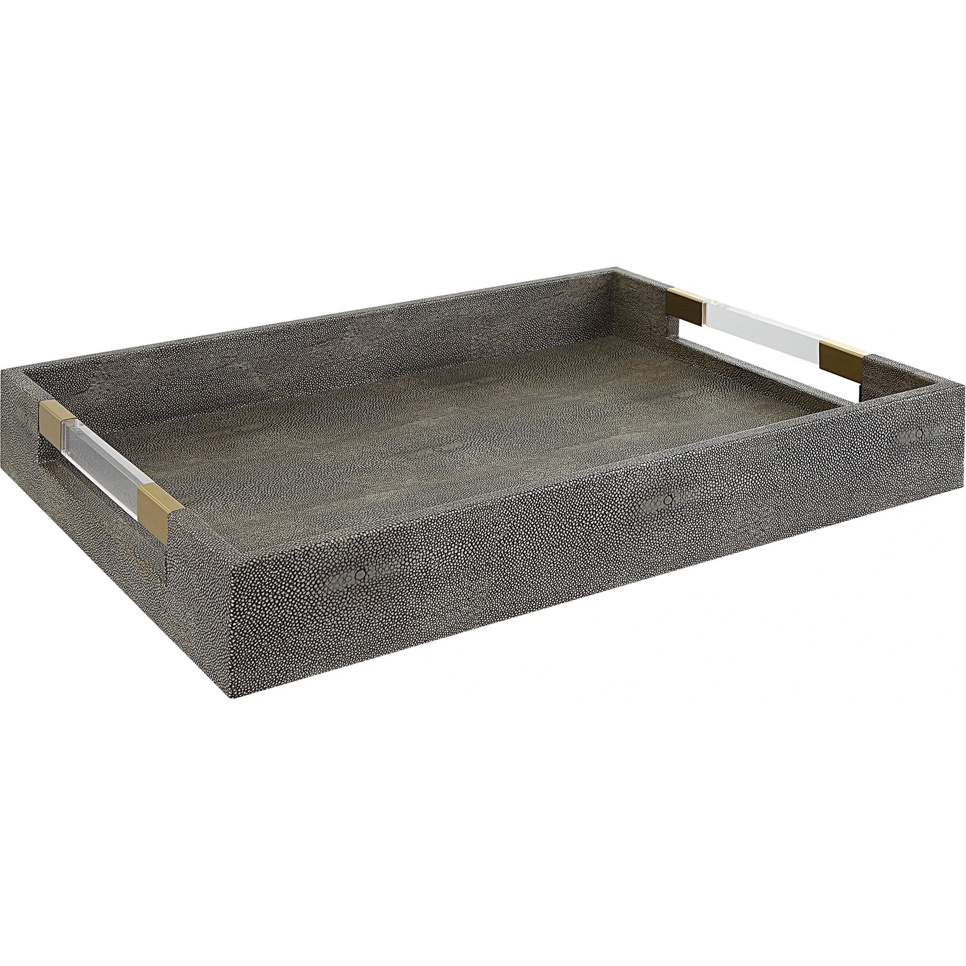 Wessex Tray by Uttermost in gray faux shagreen. Made from mdf, pu leather, acrcylic in a modern style.