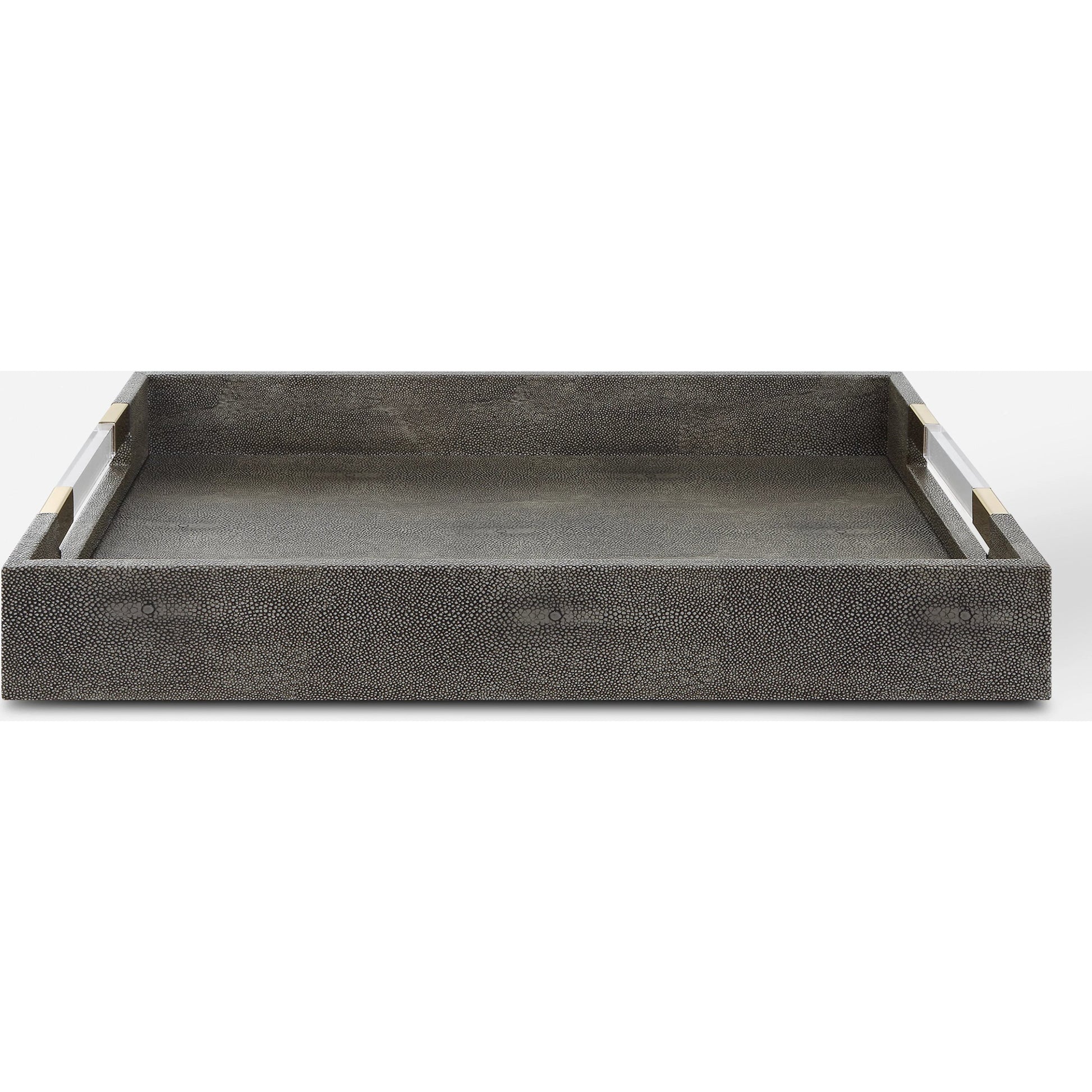 Wessex Tray by Uttermost in gray faux shagreen. Made from mdf, pu leather, acrcylic in a modern style.