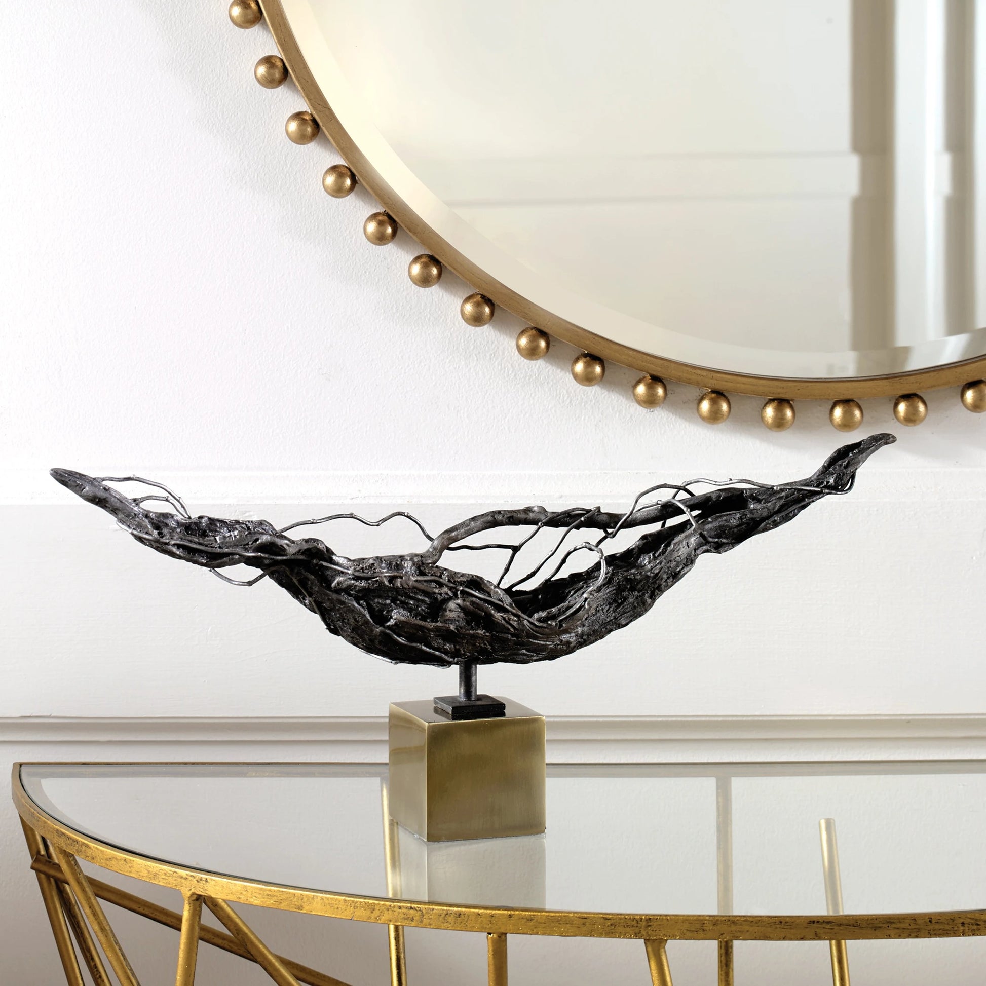 Tranquility Sculpture by Uttermost in dark bronze. Made from cast iron, iron in a modern style.