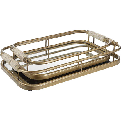 Rosea Trays by Uttermost in gold. Made from metal, rope, mdf, mirror in a modern style.