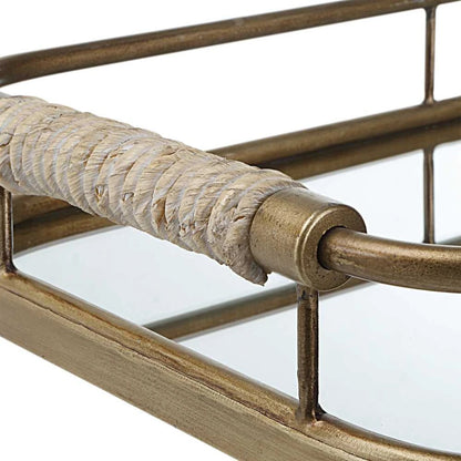 Rosea Trays by Uttermost in gold. Made from metal, rope, mdf, mirror in a modern style.