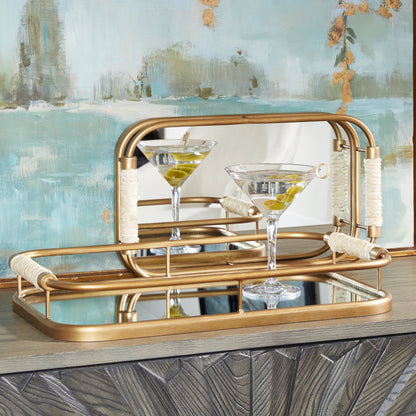 Rosea Trays by Uttermost in gold. Made from metal, rope, mdf, mirror in a modern style.