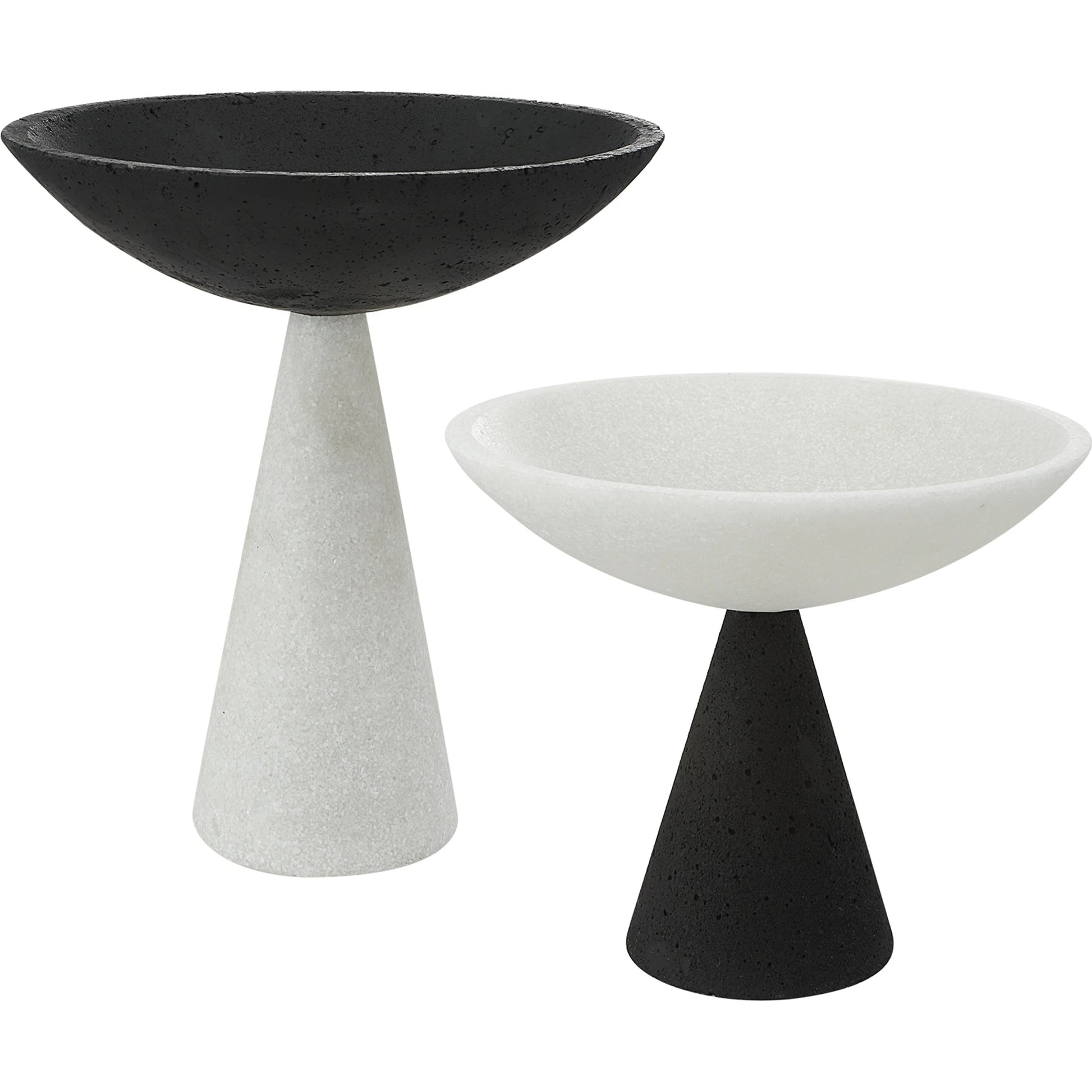 Antithesis Bowls by Uttermost in black, white. Made from rice stone in a modern style.