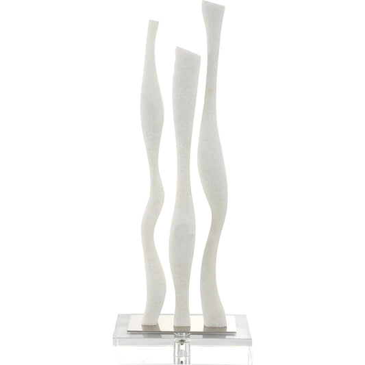 Gale Sculpture by Uttermost in white. Made from crystal, white rice stone, steel in a modern style.