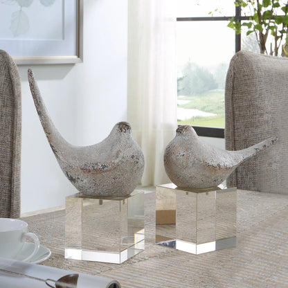 Better Together Bird Sculptures by Uttermost in silver. Made from polyresin, crystal in a modern style.