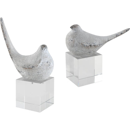 Better Together Bird Sculptures by Uttermost in silver. Made from polyresin, crystal in a modern style.