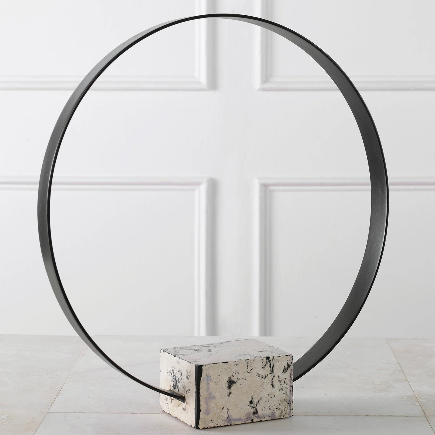 001 SI-1981235 | Primary Silo | Around Again Circular Sculpture by Uttermost in satin black. Made from stone, metal in a modern style.