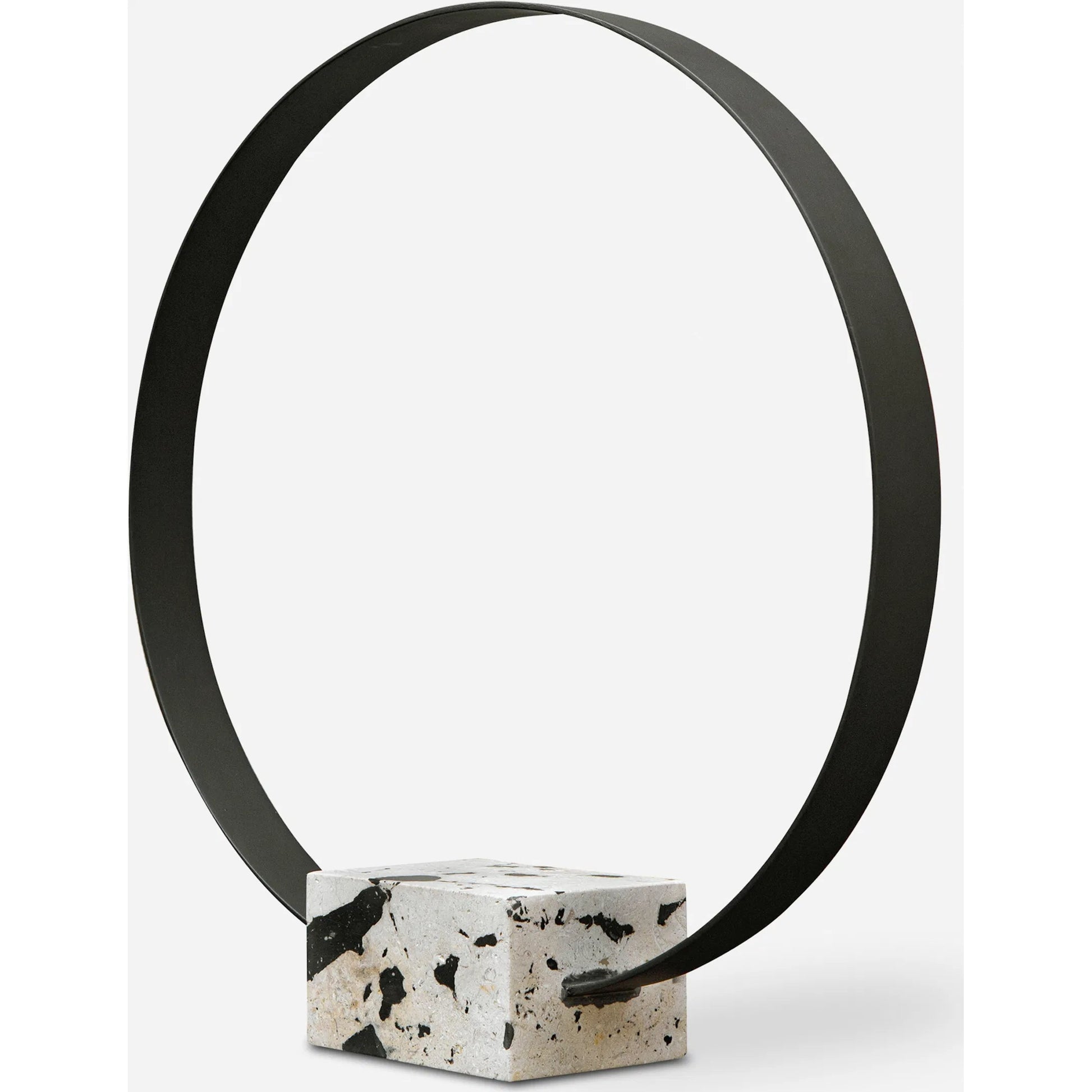 Around Again Circular Sculpture by Uttermost in satin black. Made from stone, metal in a modern style.