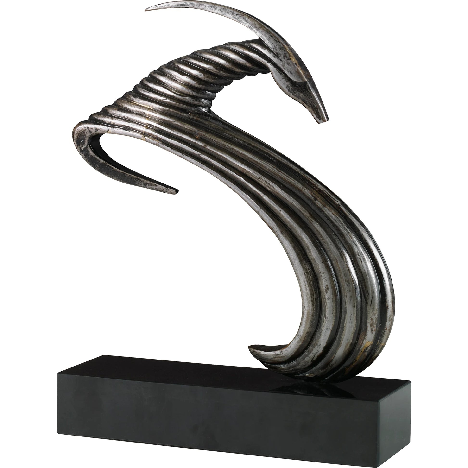 Take the Lead Sculpture by Uttermost in aged silver. Made from iron, marble in a modern style.